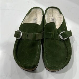 Cozy Green Suede Slip-On Shoes